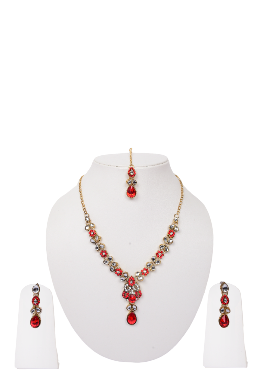 Namokriti Royal Kundan Necklace Set with Earrings & Maang Tikka – Perfect for Weddings & Festive Glam